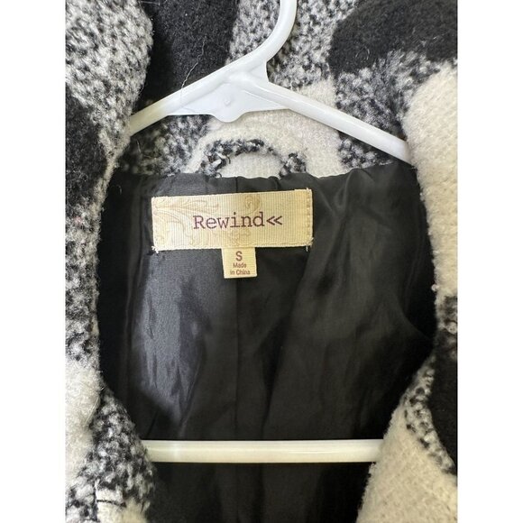 Rewind, black and white plaid dress coat, girls size small - Picture 4 of 4